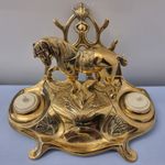 VINTAGE ART NOUVEAU BRASS INKWELL