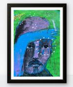 Pretending Not To See Original Outsider Portrait Painting 8x12 Paper