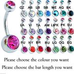 BELLY BARS 6mm 8mm 10mm 12mm 14mm 16mm Double Jewelled Surgical Steel Navel Bar