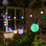 16FT Festoon Outdoor String Light Mains Powered LED Coloured Bulbs Garden Light