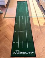 PuttOUT Golf Putting Mat Indoor Practice Aid Portable Green/Black + Carry Bag
