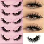 5-Pair Faux Mink Cat-Eye False Lashes – Elongated Wispy Makeup Set, Hot Selling.