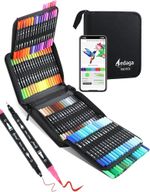 Dual Tip Brush Pens 100 Numbered Set with Free Colouring App – Assorted