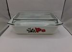 JAJ Pyrex June Rose Space Saver Deep Dish with Glass Lid 1960s