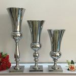 Large 64cm Stunning Silver Iron Luxury Flower Vase Urn Wedding Table Decor Gift