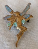 Vintage Vermeil, Gold Plated Sterling Textured Fairy Brooch,  | Art Nouveau Styl