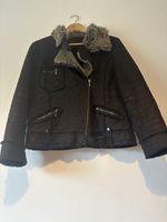 Next Black Faux Shearling Aviator Jacket – Size 12