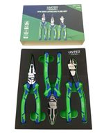 United 8" 200mm 3PC Plier Set, Side Cutter, Long Nose, Combination Pliers EVA