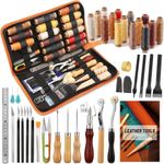 Leather Craft Kit with Waxed Thread, Awl & Stitching Punch – Beginner Tools Set