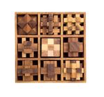 Wooden Puzzle box, brain-teaser, IQ games, wood puzzle 3D, box of 9 puzzles