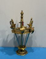 6-vintage 1960s toledo sword cocktail sticks set and holder 