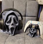Scream Ghost Face Bundle Headphone and Controller Stand Set - Grey
