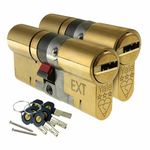 Yale Platinum 3 Star Euro Cylinder Anti Snap KA Pair Brass / Chrome