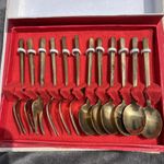 Vintage 12 Piece Gold Plated Desert Set hallmarked 