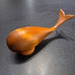Gorgeous Vintage Carved Whale In Walnut.