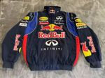 Unisex Adults F1 Jacket Red Bull Navy Blue, Ebroidered Cotton Padded ,M-2XL