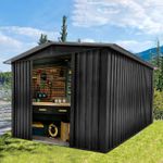 6X4,8X6,8X10ft Metal Garden Shed Pent/Apex Roof Outdoor Storage with FREE BASE