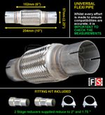 UNIVERSAL PERFORMANCE 2.25" EXHAUST FLEXIPIPE CAT REPAIR PIPE FLEXI-XX-ADI1