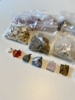 Mixed Lot Of Raw Crystal & Druzy Pendants,  8 Bags For Crafting Jewellery Supply