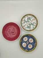Vintage Chinese Porcelain Dish Trio - Dragon and Longevity Designs