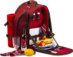 2 Person Picnic Backpack with Tableware Set, Cooler Compartment & Blanket