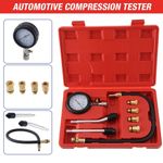 Car Petrol Engine Compression Gauge Kit - Cylinder Pressure Tester Test Tool UK