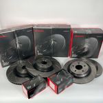 BREMBO Dimpled & Grooved Brake Discs & Pads for Audi S3 8V Front + Rear