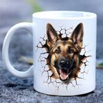 Pet Dog Mug, Cute Cartoon 3D German Shepherd Alsatian - Ideal Gift