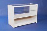 WHITE HALF GLASS DISPLAY COUNTER 1200MM RETAIL SHOP FITTINGS CASH WRAP NEW