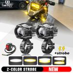 2x 125W Motorcycle Motorbike LED Headlight Driving Fog Spot Lights with switch