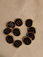10PCS  LV Logo 18mm Stamped Golden Black  Round Buttons 