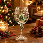 1pc 350ml Xmas Decorative Santa Wine Glass Glass Goblet Xmas Embossed Cup