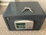 Small BURG WATCHER Point Safe. Key & Digital. 11” X 7” X  8” Grey Heavy Duty