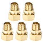 5pcs Brass Compression Tube Pipe Fitting 3/4" OD x 1/2" NPT x 1.7" Male Thread