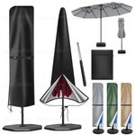 Waterproof Garden Patio Parasol Umbrella Cover with Zip & Rod for 3-4.5m Parasol