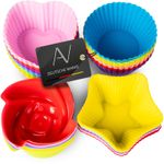 AVANA Silicone Muffin Cups BPA-Free Nonstick 36-Piece Set, Round, Colorful