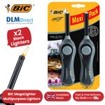 BIC Mega Standard Utility Lighter Black, Reliable & Safe for All Uses Pack of 2