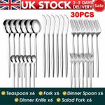 30PCS Cutlery Dinner Set Stainless Steel High Grade Tableware Fork Tea Spoons