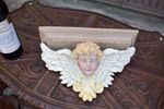 Antique French religious wall console angel head saint rare