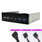2 x USB 3.0, 2 x USB 2.0 & HD-AUDIO Front Panel for Desktop PC Optical Drive Bay