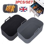 2X Silicone Pot for Air Fryer Dual Basket Liner Handle Baking Pan For Ninja UK