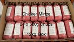 Frozen Dog Food Chicken Mince 24x 500g Chub 12 kg box. BARF RAW(VALUE 12KG BOX)