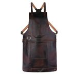 Genuine Leather Work Apron for Men Brown Adjustable Heavy Duty Blacksmith BBQ