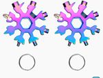 18-in-1 Snowflake Stainless Steel Multi-Tool Keyring 6.6cm Multicolour