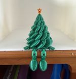 Christmas Plastic Tree Hanging Ornament, Green & Gold, Star Topper, Legs