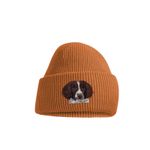 LIVER & WHITE SPRINGER SPANIEL BEANIE. UNISEX EMBROIDERED WINTER HAT. GIFT BOXED