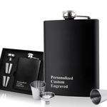 Personalised Hip Flask Stainless Steel Engraved Any Text Birthday Wedding Gift