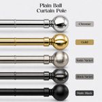 Extendable Metal Curtain Pole 28mm Plain Ball With Finials Rings Rod Fitting Set