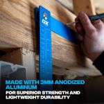 OX Tools 600mm Aluminium Folding Square with Carry Case for Builders