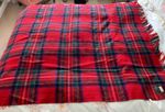 Vtg Allander Red Thick Tartan Blanket /Throw With Fringe 72" x 48" (122 x 183cm)